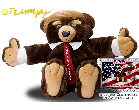 Trumpy Bear America First Edition showing thumbs up 
