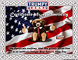 Trumpy Bear certificate of authenticity