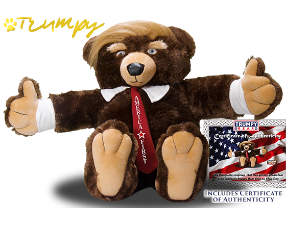 Trumpy Bear America First Edition showing thumbs up 