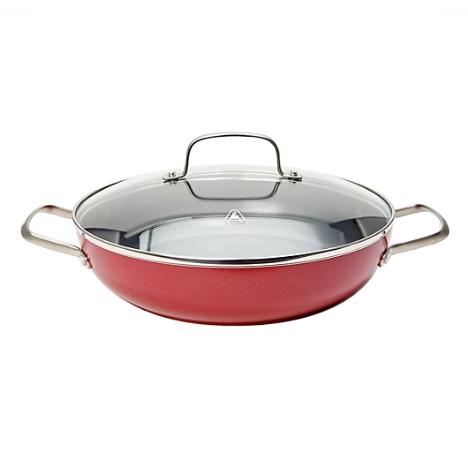 Cuisinart 15 Non-Stick Paella Pan with Cover- Metallic Red