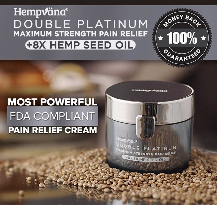 Hempvana double platinum maximum strength pain relief +8x hemp seed oil - 100% money-back guarantee - most powerful fda compliant pain relief cream