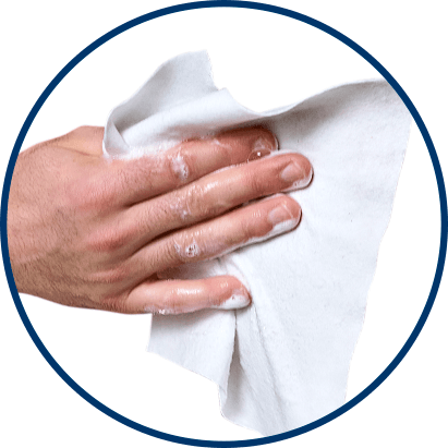 hand with wipe