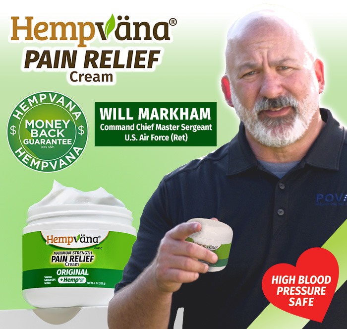 Hempvana Pain Relief Cream - with will markham and money back guarantee - blood pressure safe