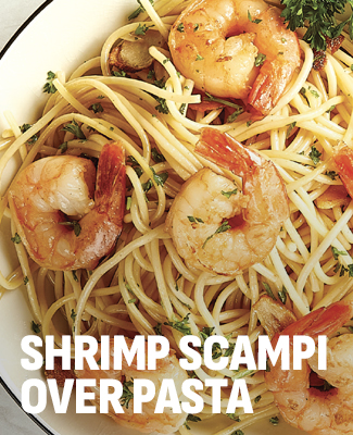 shrimp scampi over pasta