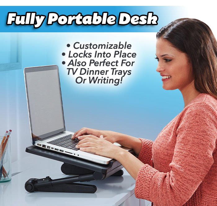 Fully Portable Desk, Customizable, Locks into Place, Also perfect for TV Dinner Trays or writing!