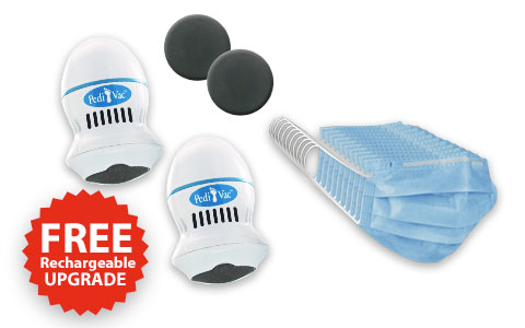 Free rechargeable upgrade; Pedi Vac and non-abrasion buff